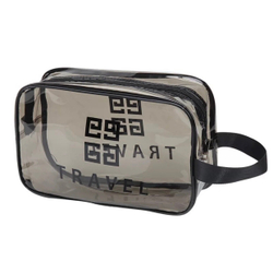 Косметичка водонепроницаемая ПВХ на молнии сумочка с ручкой TRAVEL, серая 25*10*16см