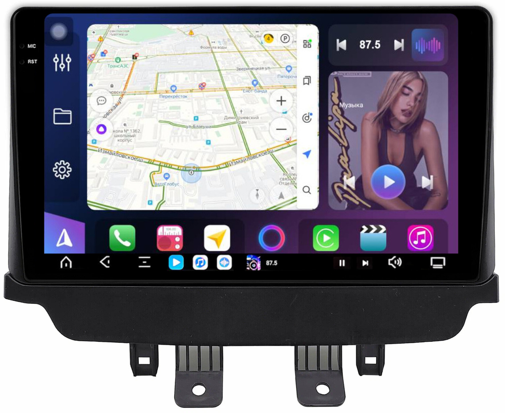 Магнитола для Mazda CX-3 2014-2023 (цветной экран) - FarCar XXL9-9599B монитор 9.5" 2K QLED на Android 14, TS20, 8+256Гб, CarPlay, 4G SIM-слот