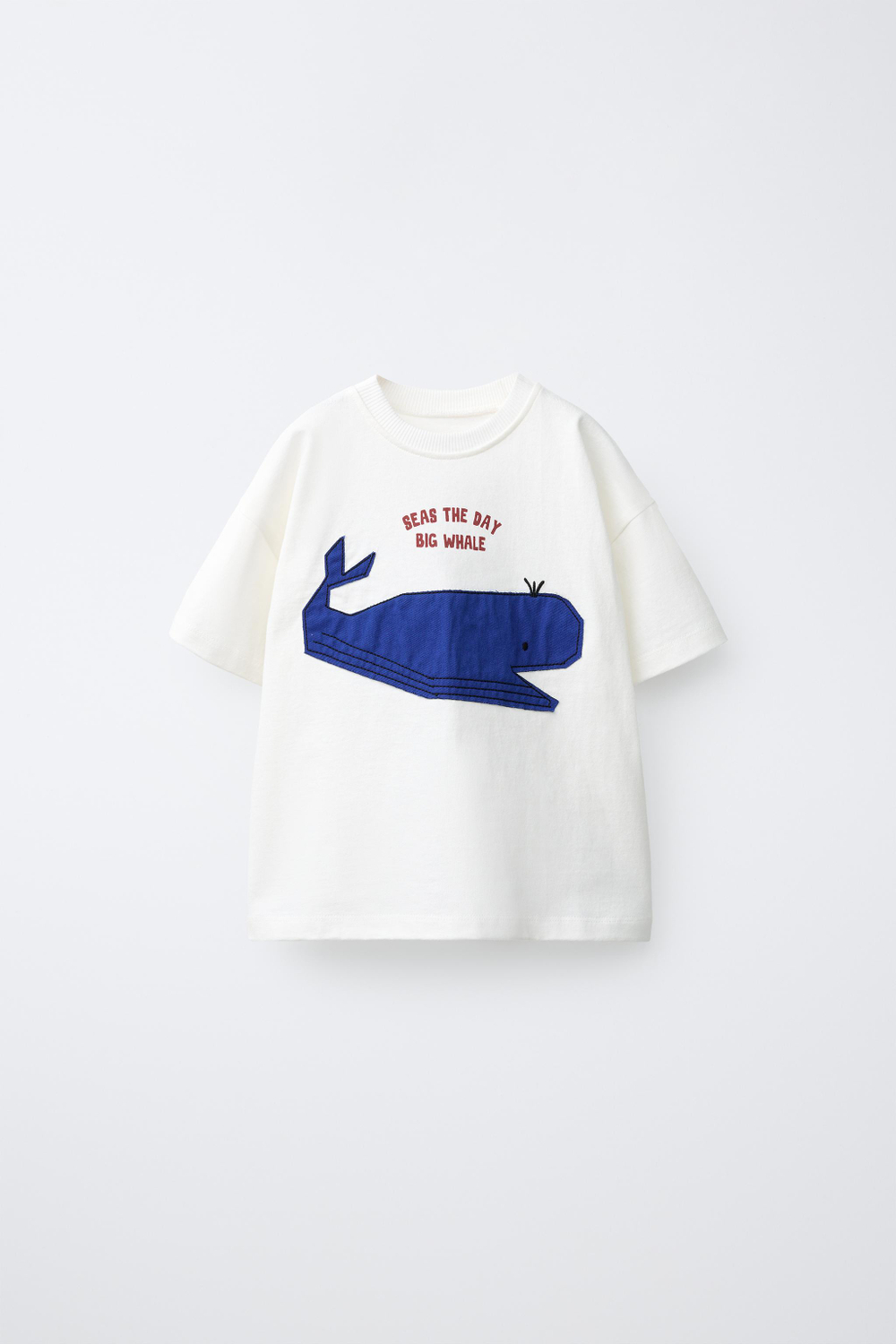 ZARA ФУТБОЛКА С НАШИВКОЙ «КИТ», БЕЛЫЙ
