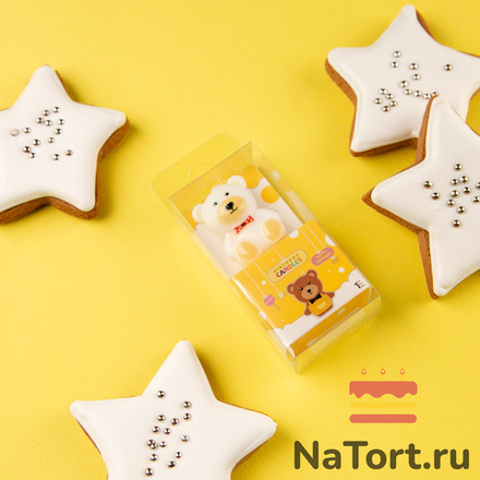 Свеча для торта «Мишка» (белый, 7 см)