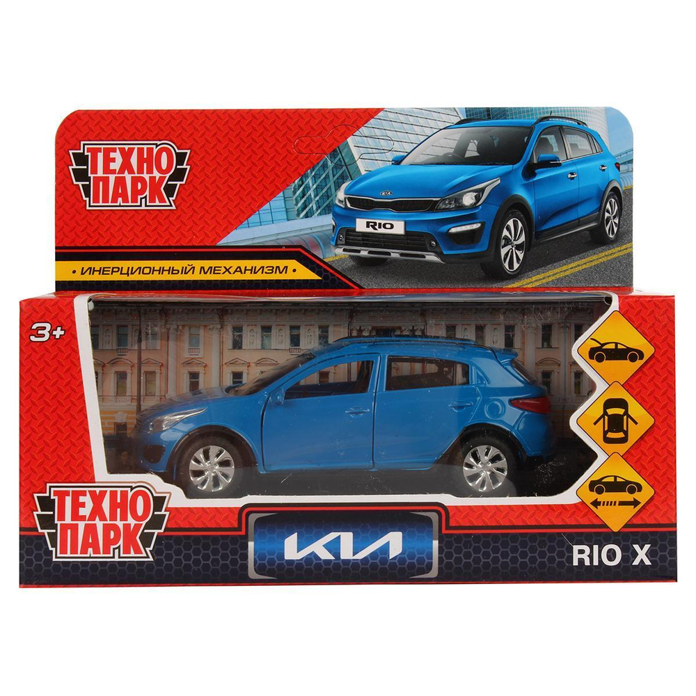 Модель ин. мет. "Kia Rio" 12см, двери, багаж, синий, коробка XLINE-12-BU (Технопарк)