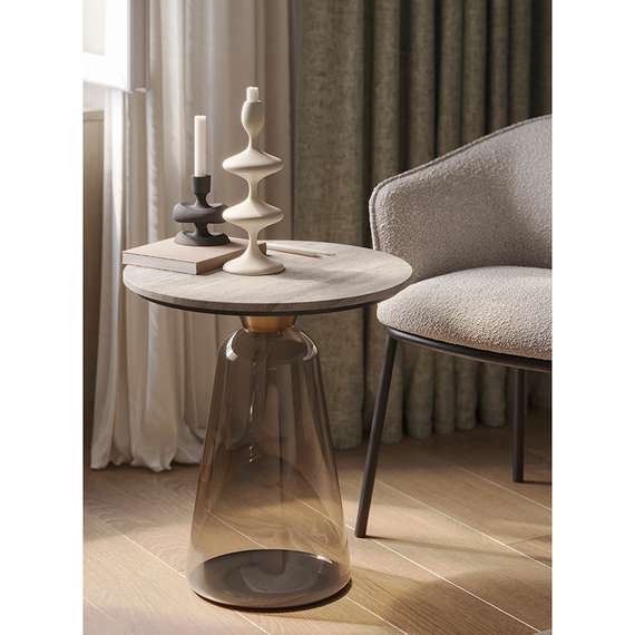 Журнальный столик Odd, Ø50х54 см, бежевый мрамор