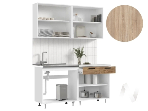 Кухня Рио NEW ЛДСП 1;6м (белый/дуб крафт/сонома)