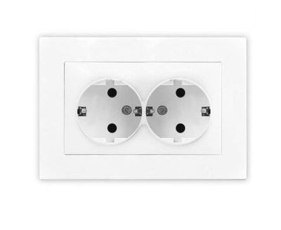 Розетка 2-м СП Афина 16А IP20 с заземл. в сборе бел. Universal A0128
