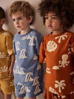 Пижама для мальчика Next AC0-920, 3 шт., Кирпичный, Синий, Горчичный