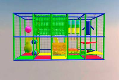 Детский игровой лабиринт с крышей «Сказочный домик» 6,15×2,46×3,3 м