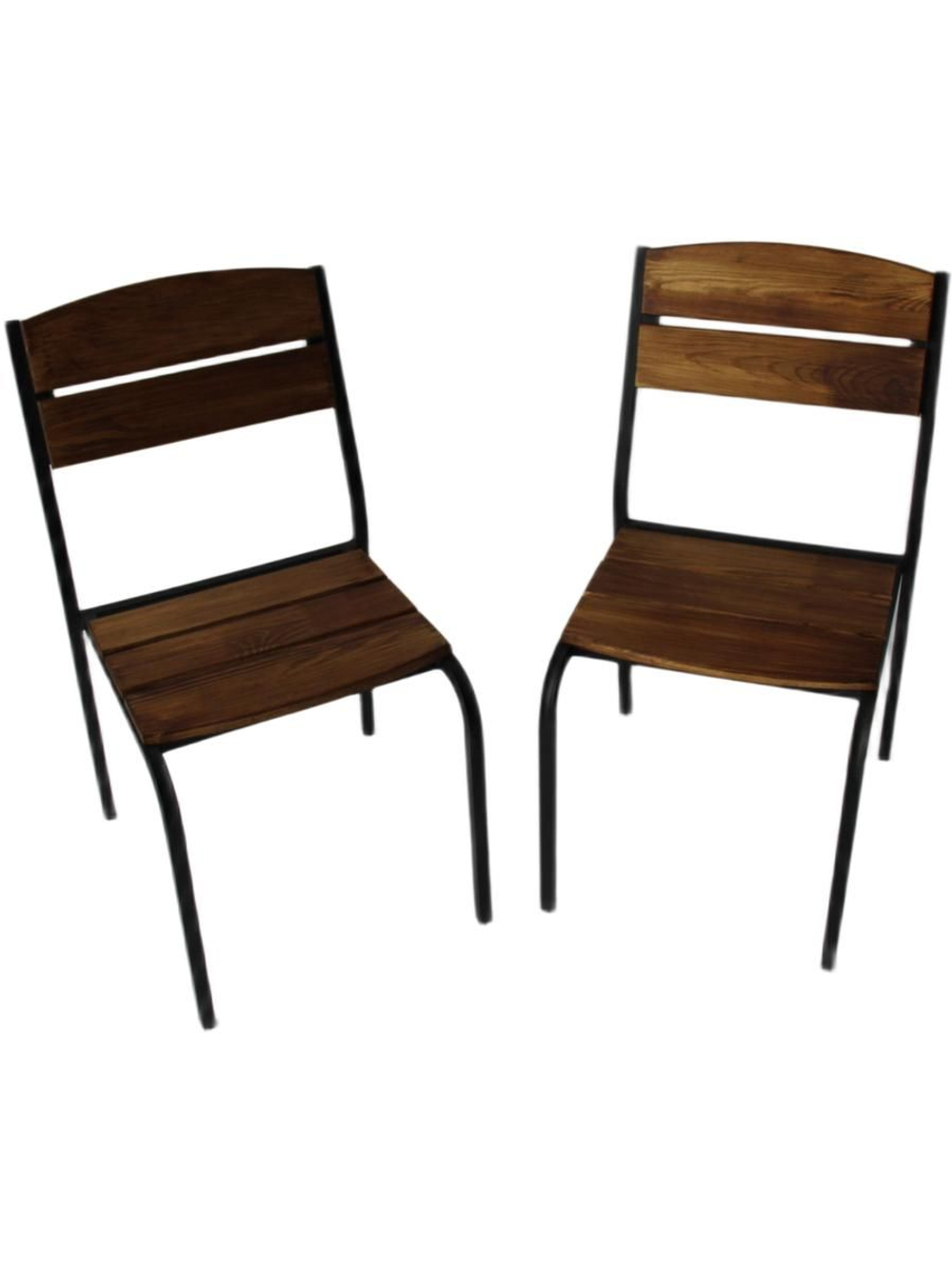 Стул металлический с деревом, для кафе, дачи, ресторана. Цвет - орех 2 шт.