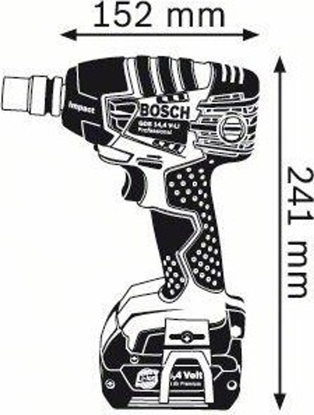 Гайковерт аккумуляторный BOSCH GDS 14,4 V-LI ударный 06019A1T06 2 х 4,0 Ач