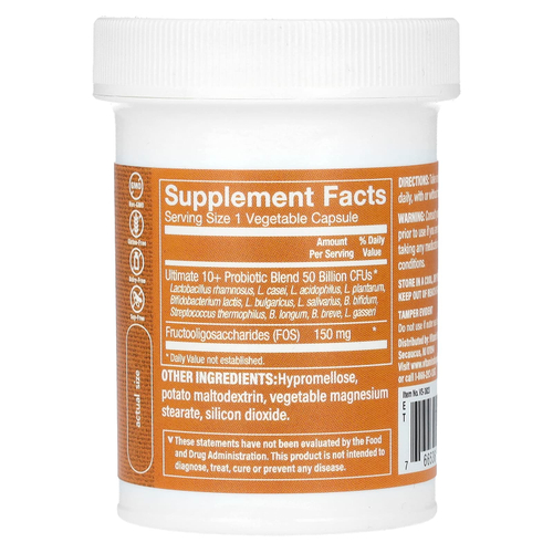 The Vitamin Shoppe, Ultimate 10+, пробиотики, 50 млрд КОЕ, 60 вегетарианских капсул