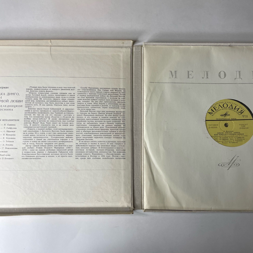 Винтажная виниловая пластинка LP Р. Фраерман, Дикая Собака Динго Или Повесть О Первой Любви (СССР 1972)