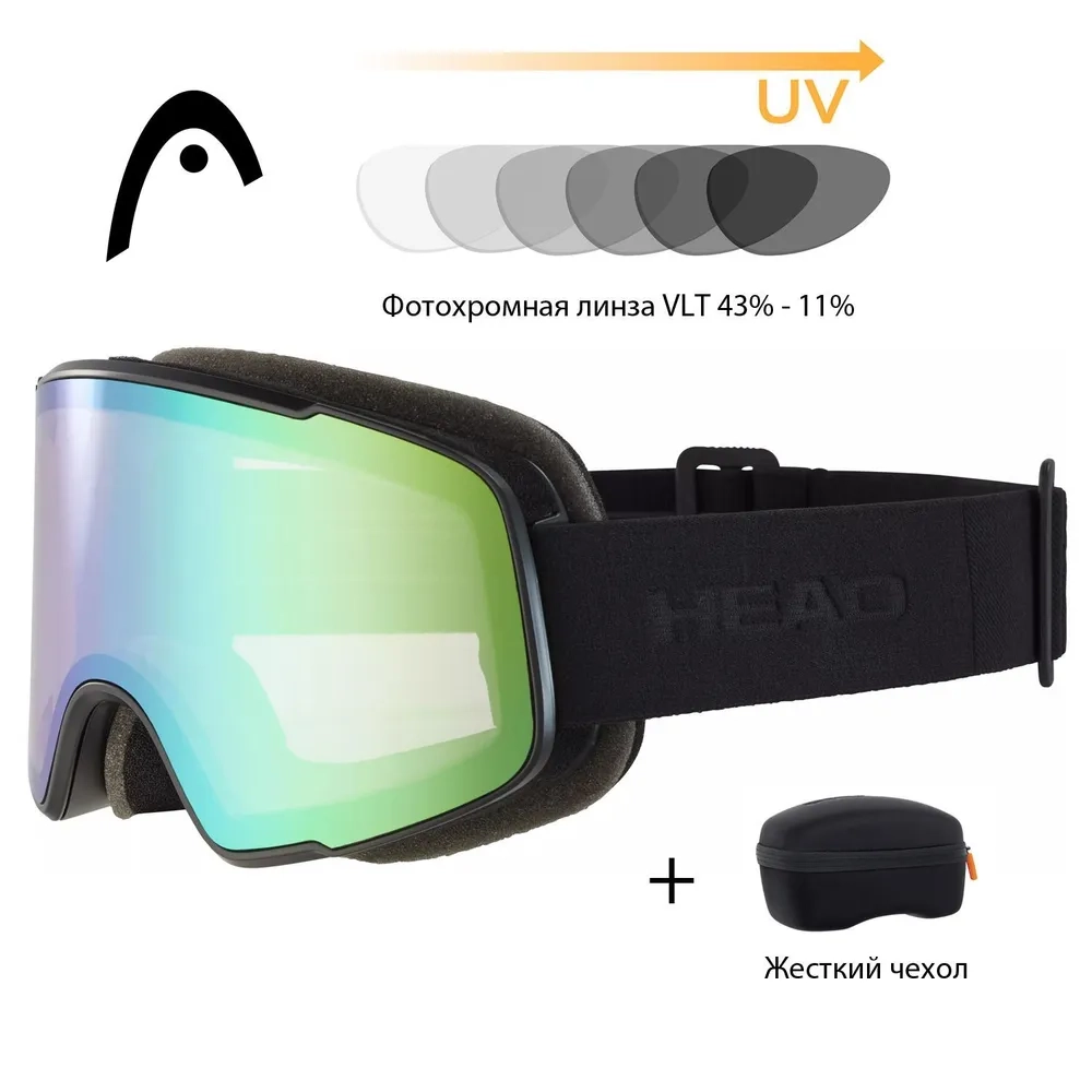 Маска горнолыжная/сноубордическая HEAD HORIZON 2.0 5K PHOTO (фотохромная) black /green без доп. линзы