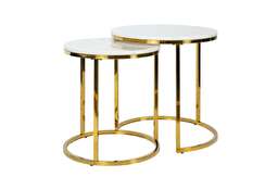 Кофейный столик из 2-х частей (Золото/Мрамор)