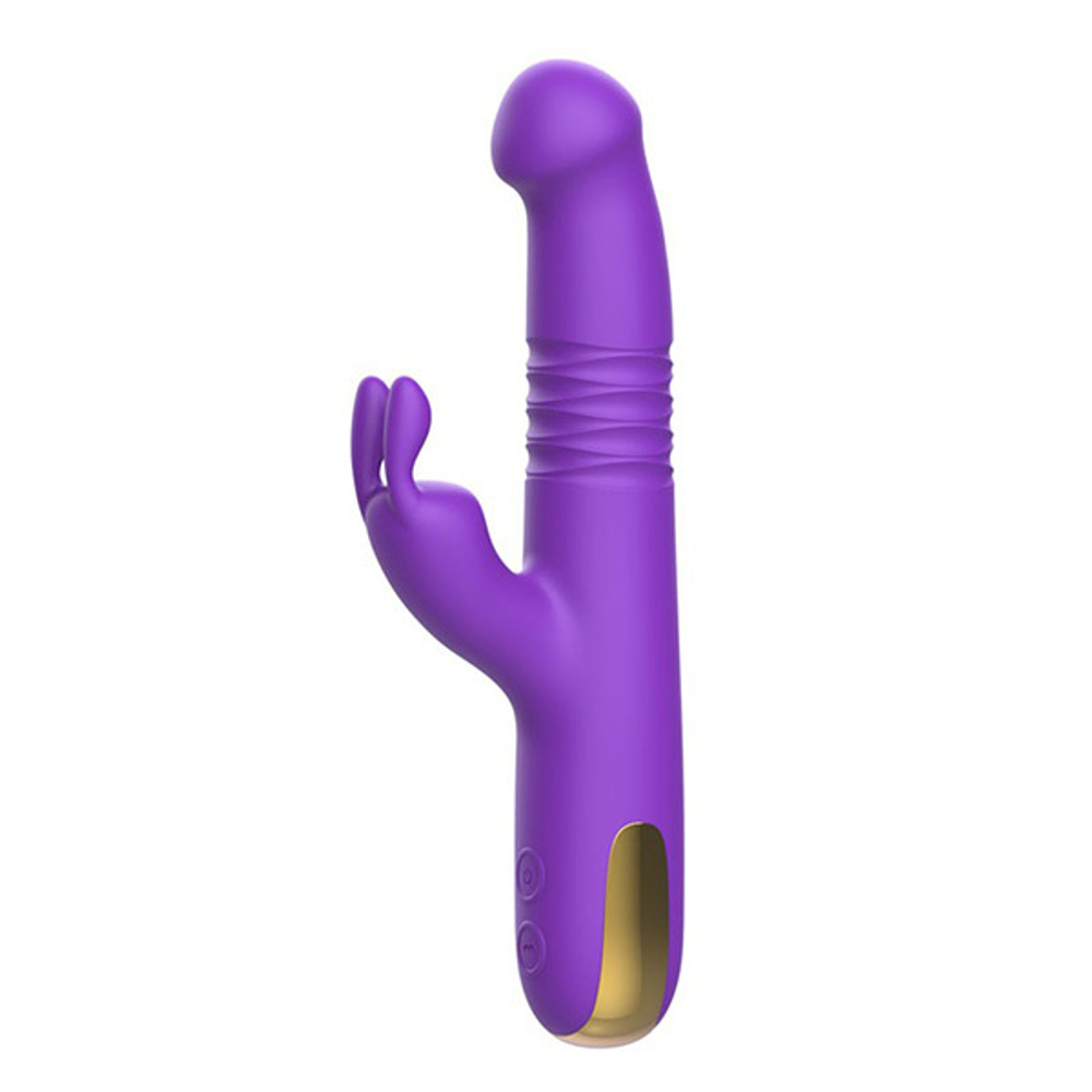 Фиолетовый вибратор-кролик 22,4см со стимулятором клитора и возвратно-поступательными движениями I-Moon MY- 206 Purle