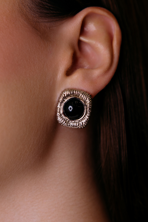 Серьги "Винтажные" с чёрным ониксом