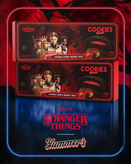 Печенье Cookies Yummer's Stranger Things Chocolate Strawberry со вкусом клубника-шоколад 135г (Польша)