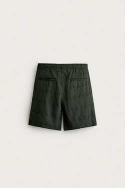 ZARA ШОРТЫ REGULAR FIT С ГЕОМЕТРИЧЕСКИМ ЖАККАРДОВЫМ УЗОРОМ, ЗЕЛЕНЫЙ