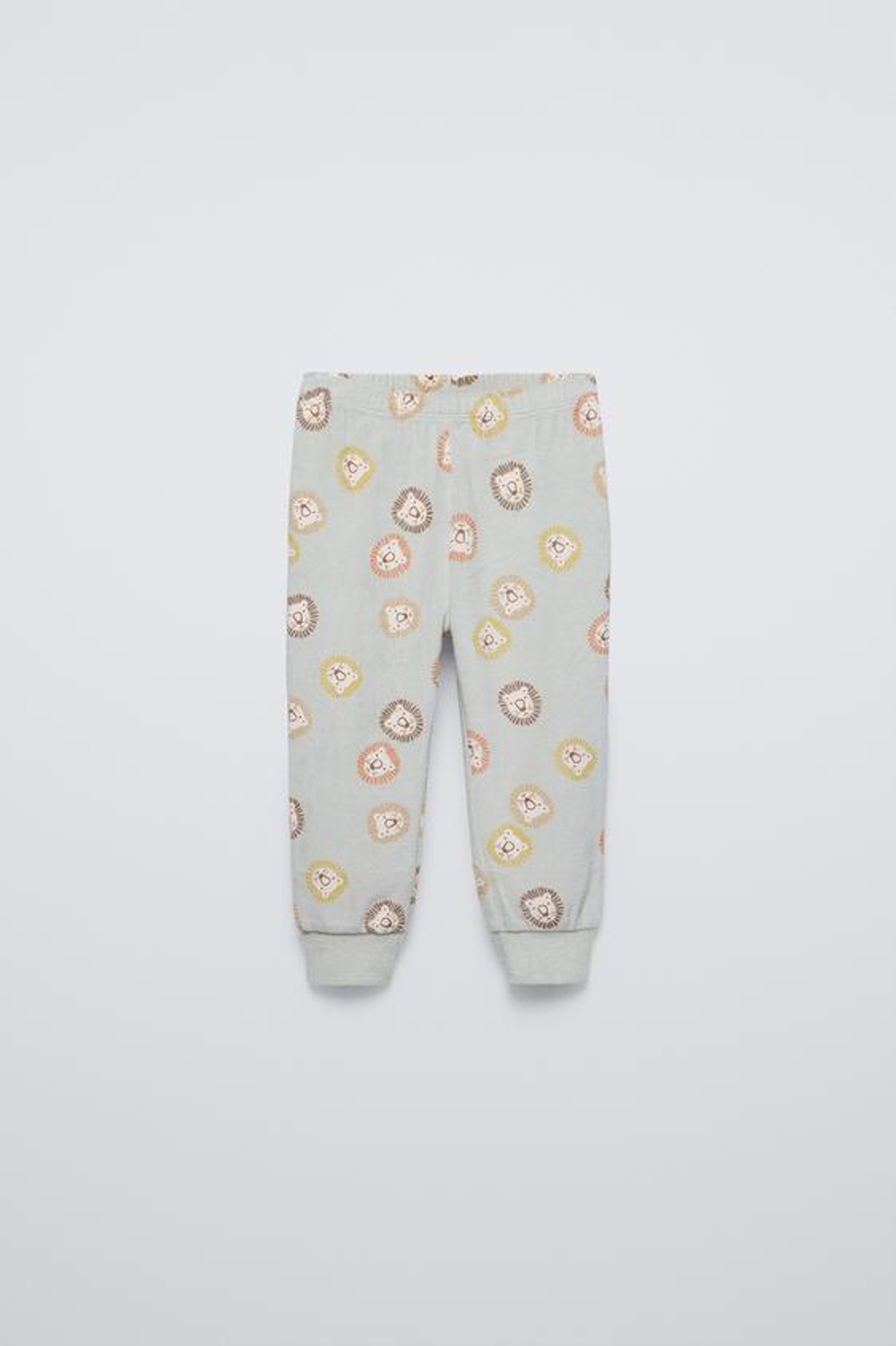 ZARA ПИЖАМА ИЗ ВЕЛЮРА С ПРИНТОМ «ЛЬВЯТА», СВЕТЛО-ЗЕЛЕНЫЙ