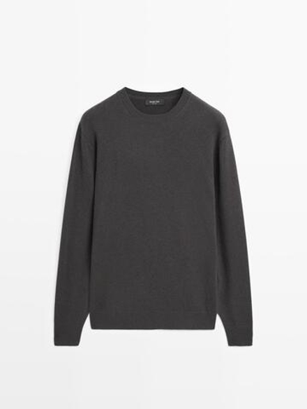 Massimo Dutti Свитер из смесовой шерсти с круглым вырезом, серый