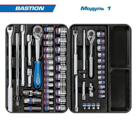 Цена на KING TONY (9G38-100MRB) Набор инструментов "BASTION" в синей тележке, 204 предмета