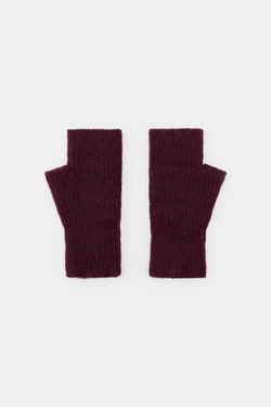 ZARA КОРОТКИЕ ТРИКОТАЖНЫЕ МИТЕНКИ, БУРГУНДИ