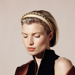 Balmain Hair Кожаный ободок беж Limited Edition Head band Chain c цепочкой