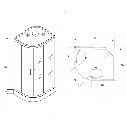 Душевая кабина Loranto 1180х780х2080 правосторонняя, белое заднее стекло, поддон 14 см, матовое стекло 4 мм, профиль черный (CS-877EBTM/W-120)