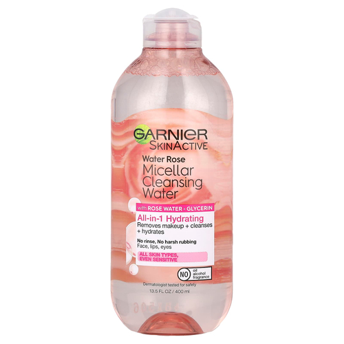 Garnier, SkinActive, мицеллярная очищающая вода с розовой водой и глицерином, 400 мл (13,5 жидк. унц.)