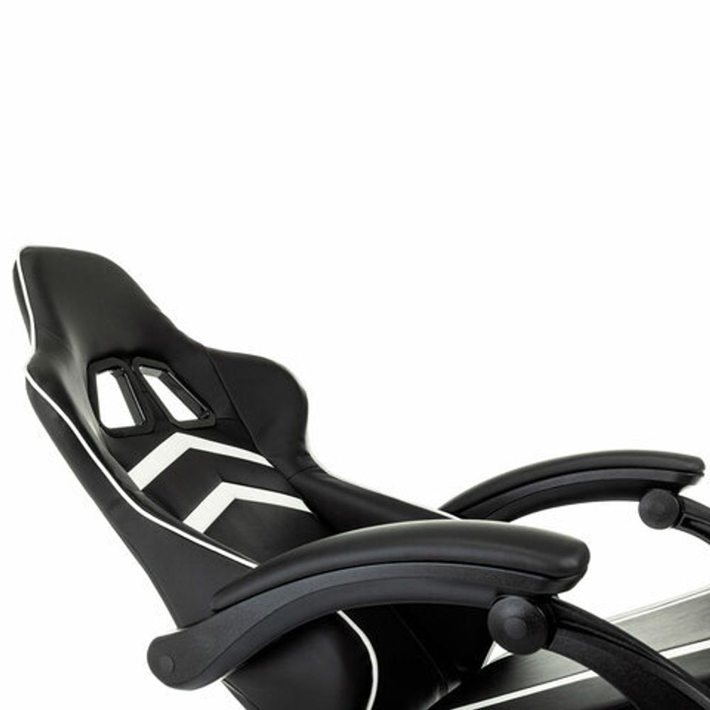 Кресло компьютерное BRABIX "Shooter GM-123", 2 подушки, экокожа, черное/белое, 533191