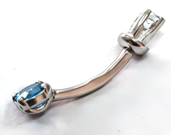 Ювелирный пирсинг "Эстерелла", в пупок, серебро 925 с родированием, вставка топаз, 0.79 г