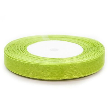 Лента декоративная (1,2 см*45,72 м) Органза, Зеленый травяной, 1 шт.
