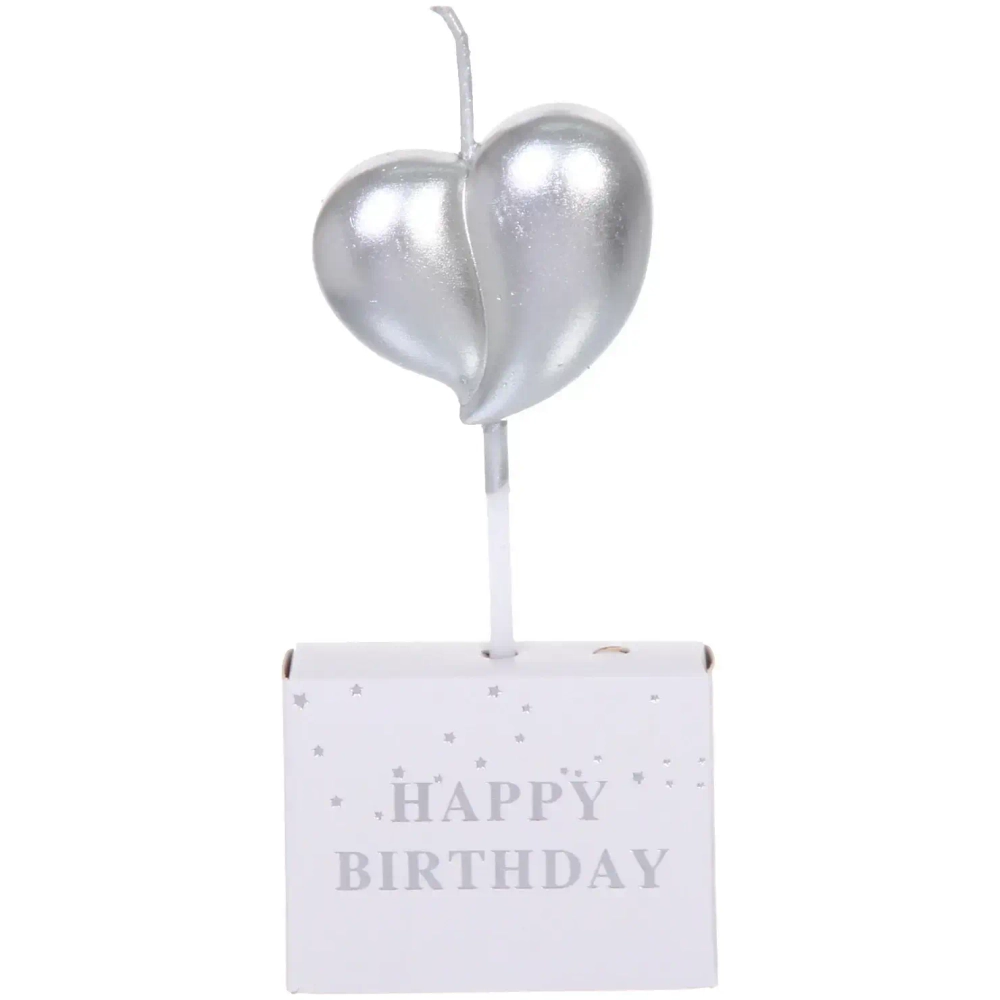 Свеча в торт «Любовь» 7.5 см, серебро