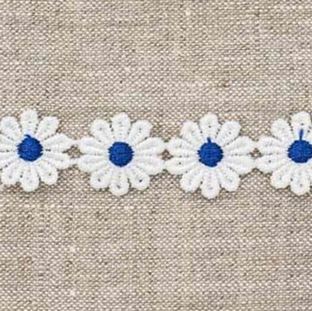 1AS-364 Кружево гипюр 'цветок' 1,7см*13,72м (синий)