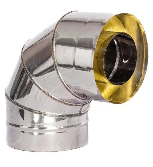 РОЗАН сэндвич -отвод Д 120 *200 (1,0) нерж мат (0,5) нерж зерк 90 гр