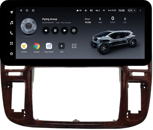 Магнитола для Toyota Land Cruiser 100, Lexus LX470 1998-2002 (кондиционер или климат внизу, рамка дерево) - Teyes LUX ONE ROUND монитор 12.3" 2K QLED на Android 10, CarPlay, 4G SIM-слот