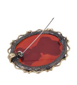 AM-2593/1 Брошь «Камея» (латунь, янтарь)