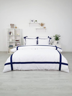 Постельное белье 1.5 спальное Tivolyo Home Banda белое/синее