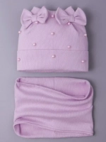 Шапка для девочки на осень с бусинами и снуд