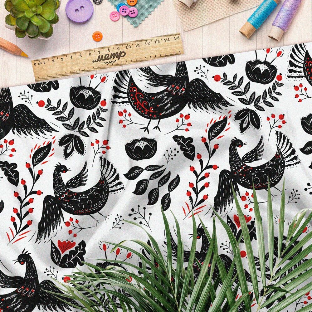 Ткань муслин русская жар-птица