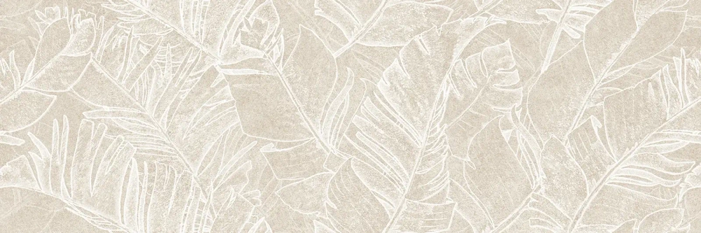 Настенная плитка Alma Ceramica TWU3090GAR14R Garden 30x90 бежевая матовая под камень / с листьями