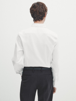 Massimo Dutti Немнущаяся рубашка облегающего кроя из рельефной ткани, белый