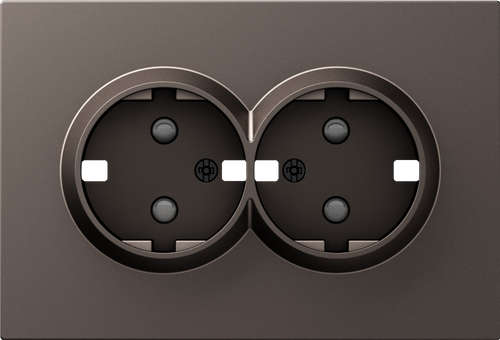 Накладка для розетки 2-й с заземлением, со шторками 16A 250 В~, мокко, серия A07