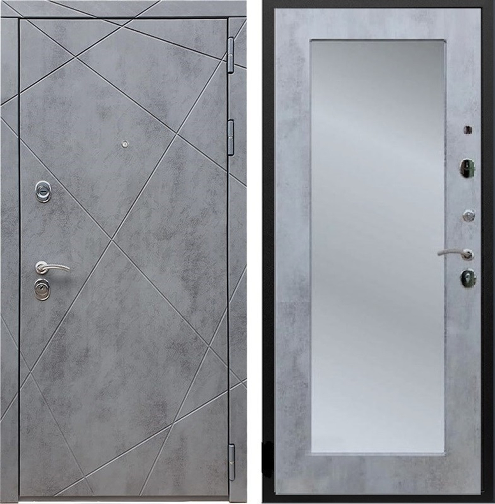 Входная металлическая дверь с зеркалом RеX (РЕКС) 13 Бетон темный / Пастораль бетон темный