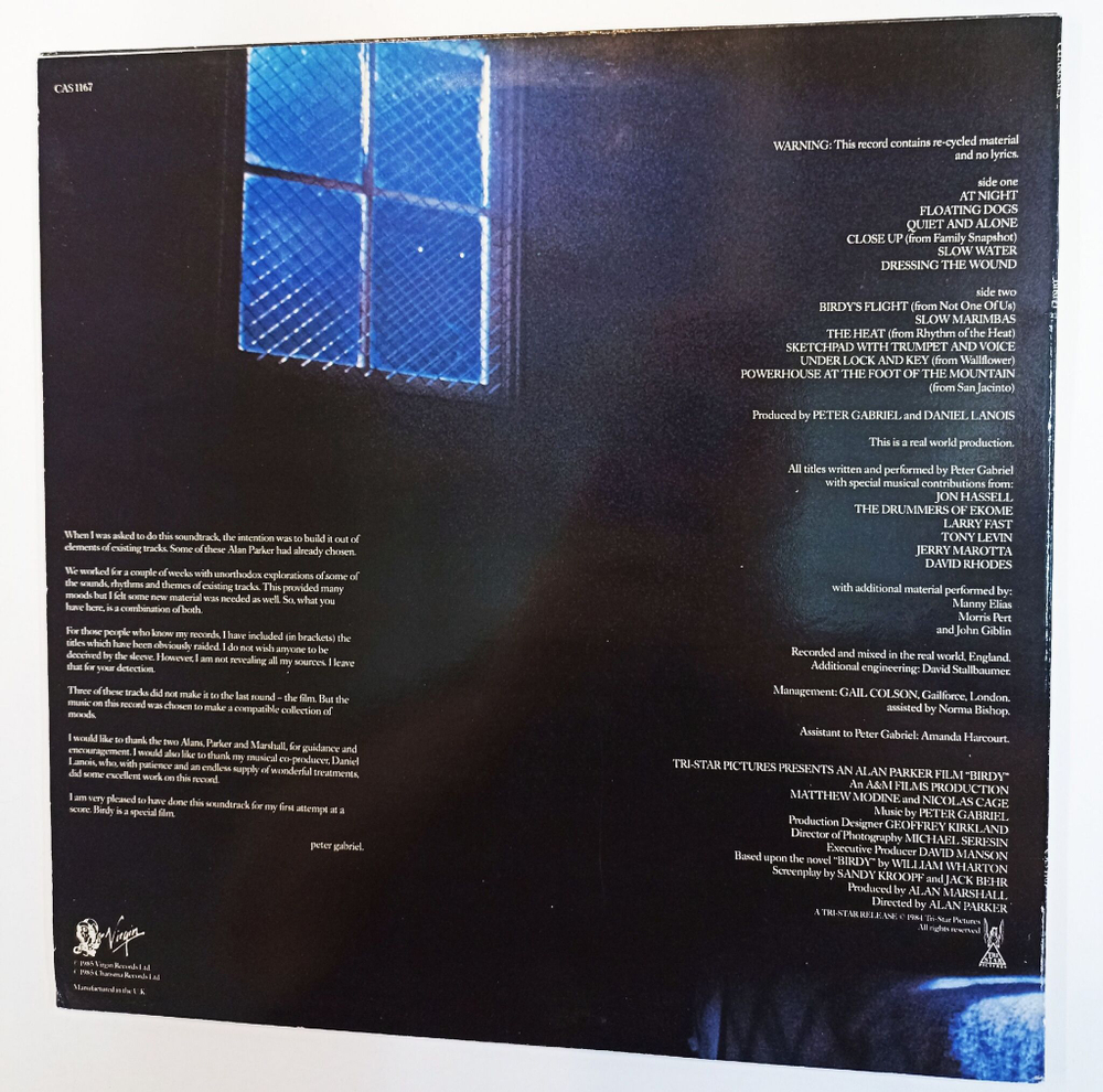 Винтажная виниловая пластинка LP Peter Gabriel Birdy (UK 1985)