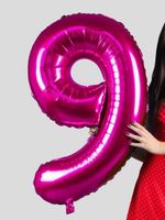 Шар F 40"/102 см Цифра "9", Фуксия, 1 шт. (БГ-60)