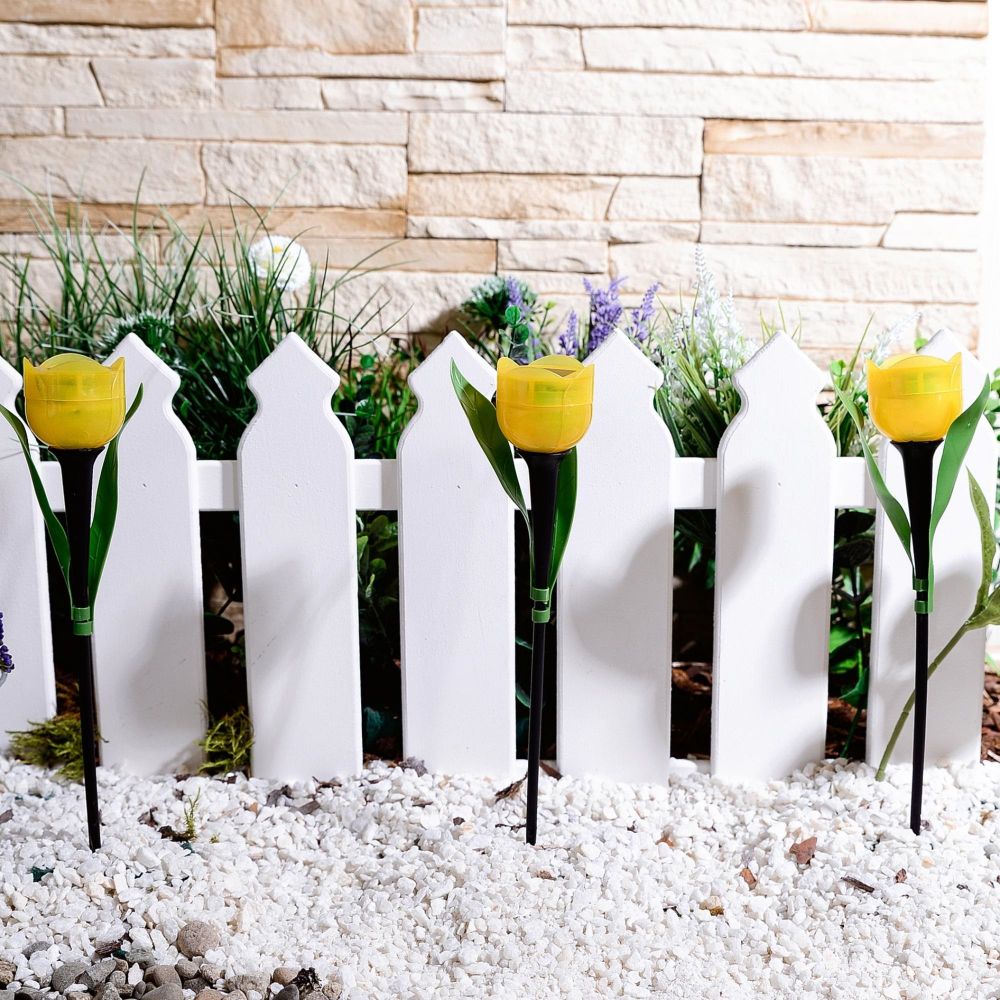 USL-C-452-PT305 YELLOW TULIP Садовый светильник на солнечной батарее Желтый тюльпан. Белый свет. 1xLR аккумулятор в-к. IP44. TM Uniel.