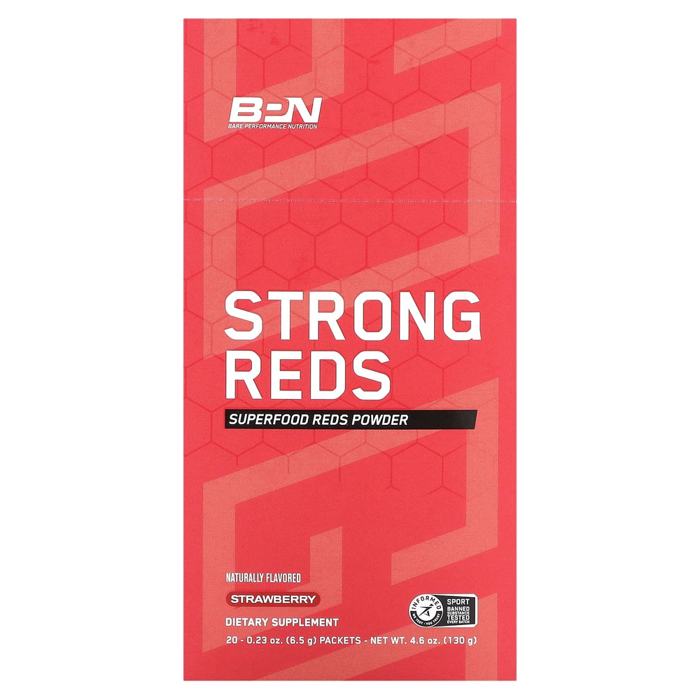 BPN, Strong Reds, Superfood Reds, порошок, клубника, 20 пакетиков по 6,5 г (0,23 унции)