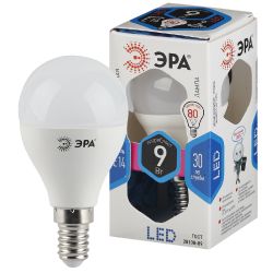 Лампа светодиодная ЭРА STD LED P45-9W-840-E14 9Вт шар нейтральный белый свет Е14 | Лампы cветодиодные Шар (G/P)