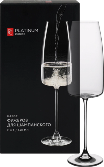 Набор фужеров для шампанского, хрусталь,Platinum Choice,340мл, 2шт