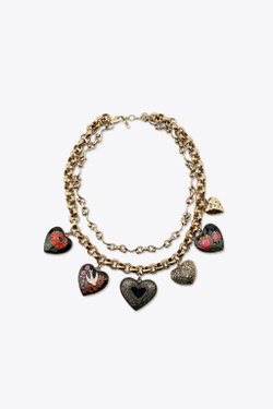 ZARA НАБОР ИЗ 2 МЕТАЛЛИЧЕСКИХ ОЖЕРЕЛИЙ С СЕРДЦАМИ, ЗОЛОТИСТЫЙ
