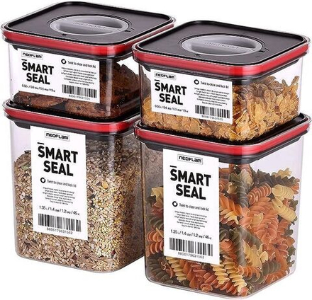 Neoflam Smart Seal Набор контейнеров для продуктов 4 шт. 2х0,55 л и 2 х 1,35 л черный 20003